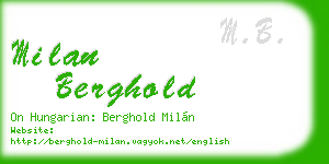 milan berghold business card